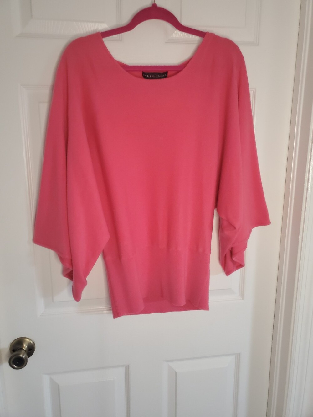 Ralph Lauren Black Label Pink Dolman Sleeve 100% Cashmere